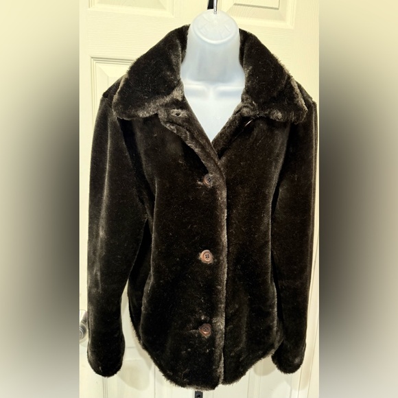 Kenneth Cole Dark Brown Faux Fur Teddy Jacket - Picture 3 of 6